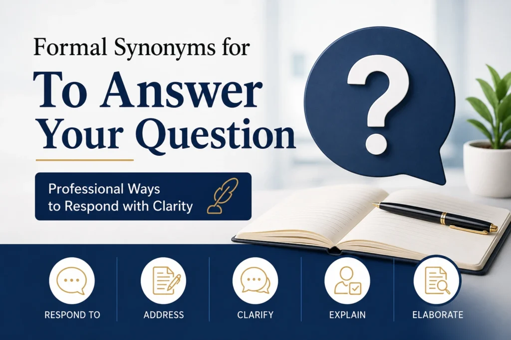 formal synonyms for to answer your question