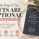 polite ways to say gifts are optional on an invitation