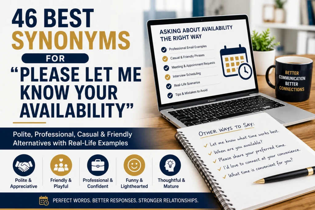 synonyms for please let me know your availability