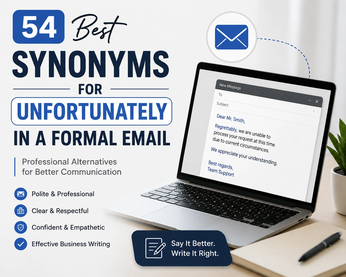 synonyms for unfortunately in a formal email