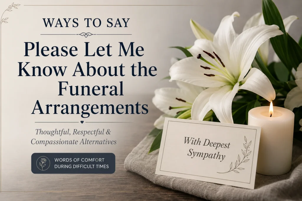 ways to say please let me know about the funeral arrangements